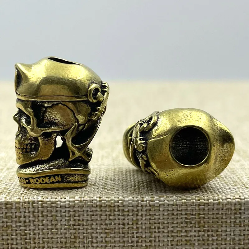 Brass EDC Five-pointed Star Hat Russian Skull Soldier Knife Beads Lanyard Pendants Jewelry Metal Copper Paracord DIY Accessories - view 4