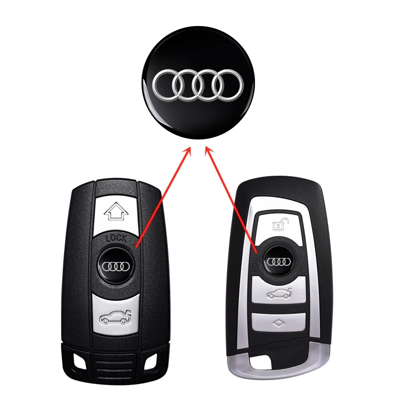 Car Badge Emblem Sticker Car Control Key Logo For Audi A1 A3 A4 A5 A6 A7 A8 B5 B6 B7 C5 C6 C7 D2 D3 Q2 Q3 Q5 Q7 TT Accessories