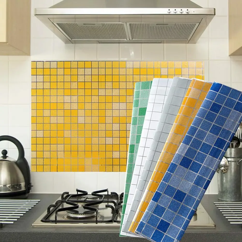 Azulejos de cocina impermeables, pegatina de pared de vinilo, mosaico autoadhesivo, pegatinas antiaceite, papeles pintados DIY, accesorios de decoración del hogar