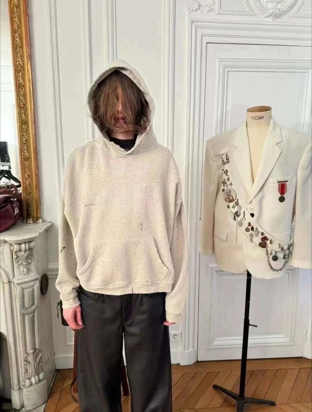 ER/F 24SS spoilt boxy splash pullover fleece hoodie