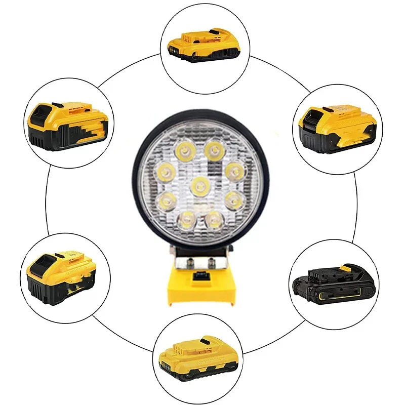 Portable Cordless LED Work Light for Dewalt 20v Battery Flood Lights Outdoor workshop emergency garage fishing camping lighting