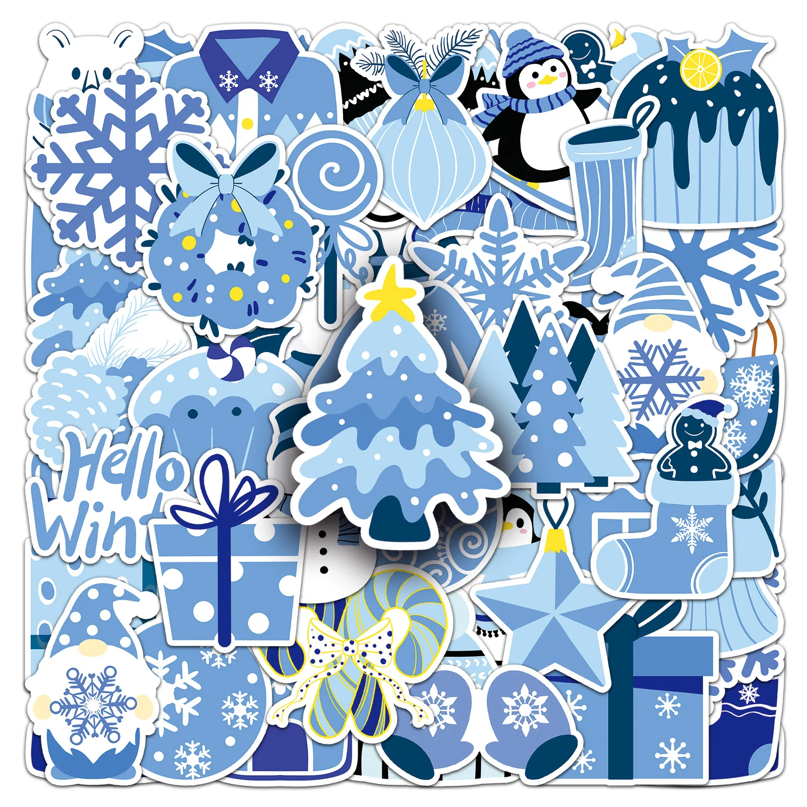 10/30/50 pz blu inverno Graffiti adesivi decorazione decalcomania di natale telefono portatile chitarra casco Skateboard impermeabile giocattolo per bambini