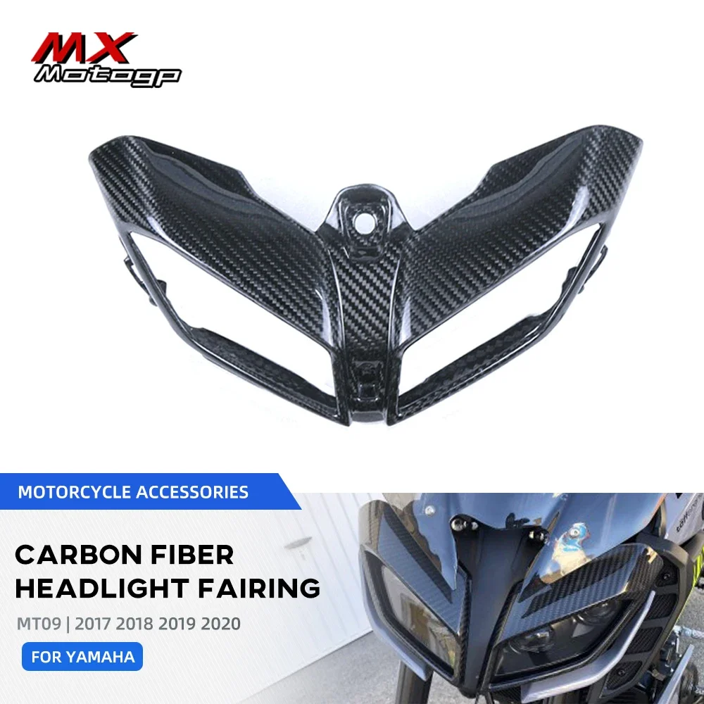 

For YAMAHA MT09 2017-2020 Motorcycle Headlight Cover Protective Shell Carbon Fiber Head Lamp Front Fairing MT 09 MT-09 2018 2019