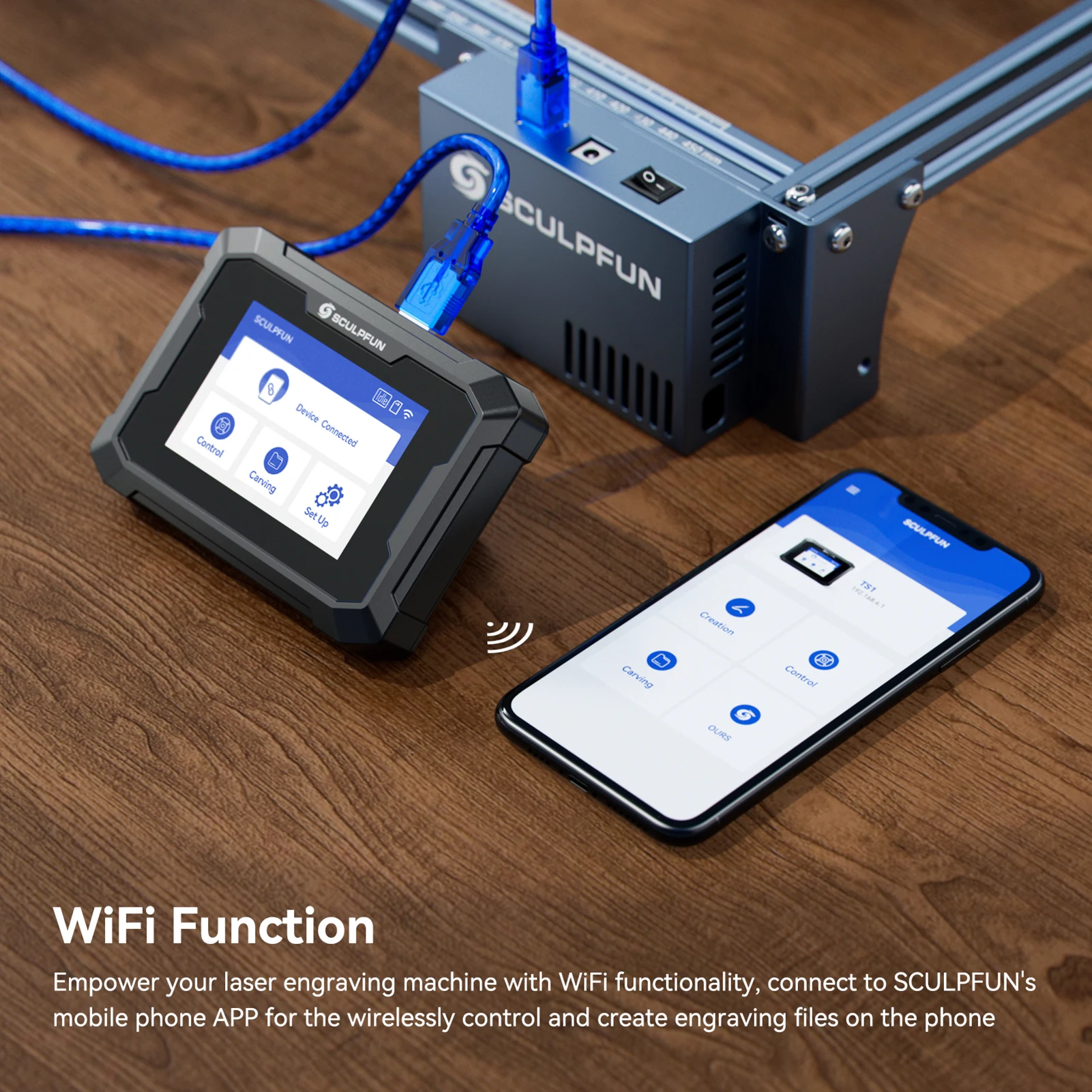 SCULPFUN TS1 Laser Engraver Touchscreen 3.5-inch Control Terminal Real-time Slicing Used with SCULPFUN APP for Most Laser