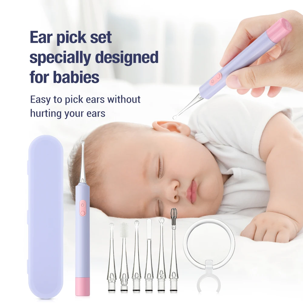 Luminous Ear Spoon with Magnifier Ear Wax Removal Tweezer Ear Cleaner Earpick LED Light Endoscope Baby Earwax Removal Tool USB