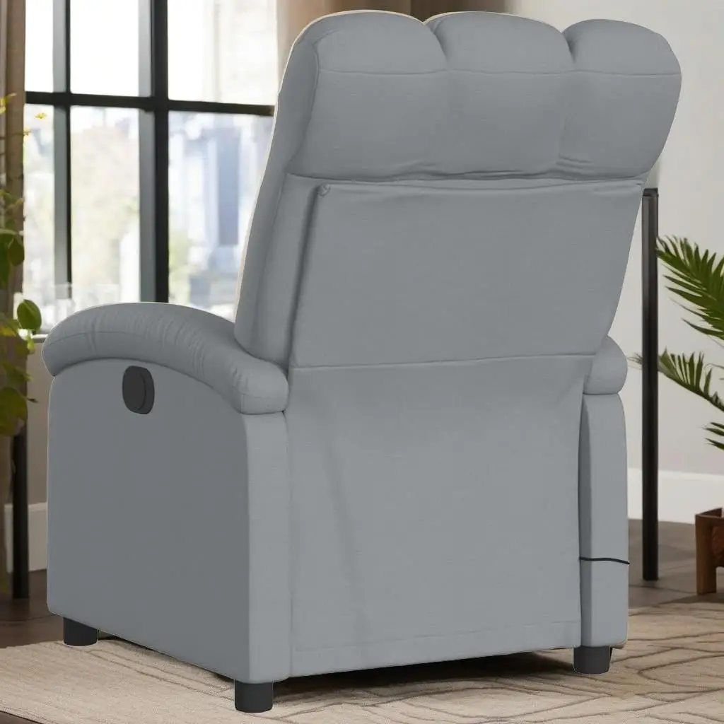 Light Gray Electric Massage Recliner Chair | Plush Fabric Comfort & Relaxation