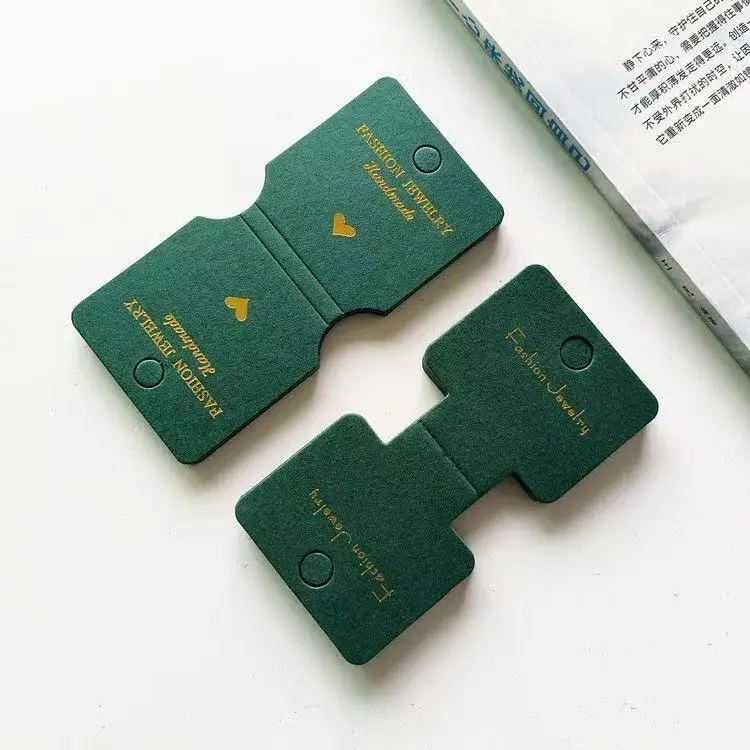Dark Green Hot Stamping Paper Card Ear Stud Earrings Necklace Display Packaging Cardboard Accessories Wrapping Card Hang Tag