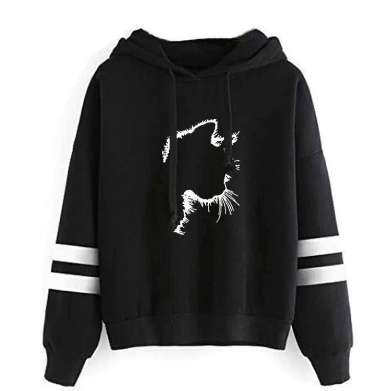 Jogging Sweatshirts Slim Fit Hoodies Soft Woman Clothing Casual Pullovers Lazy Style Daily Striped 2024 New Versatile Women's