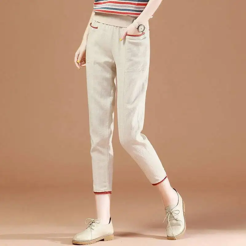 

Women Casual High Waist Pants Capris Korean Fashion 2025 Summer Office Lady All-match Calf-length Pencil Pants Pantalon