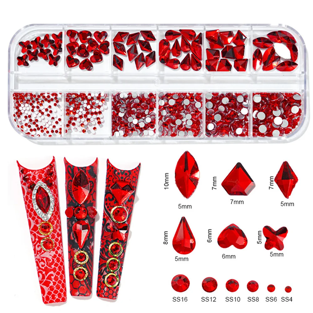 12 Girds-Strass pour Ongles de Taille Mixte, Diamants AB à Dos pio, Clip Brcorporelle 3D, Gemmes à Paillettes, Décorations pour Nail Art