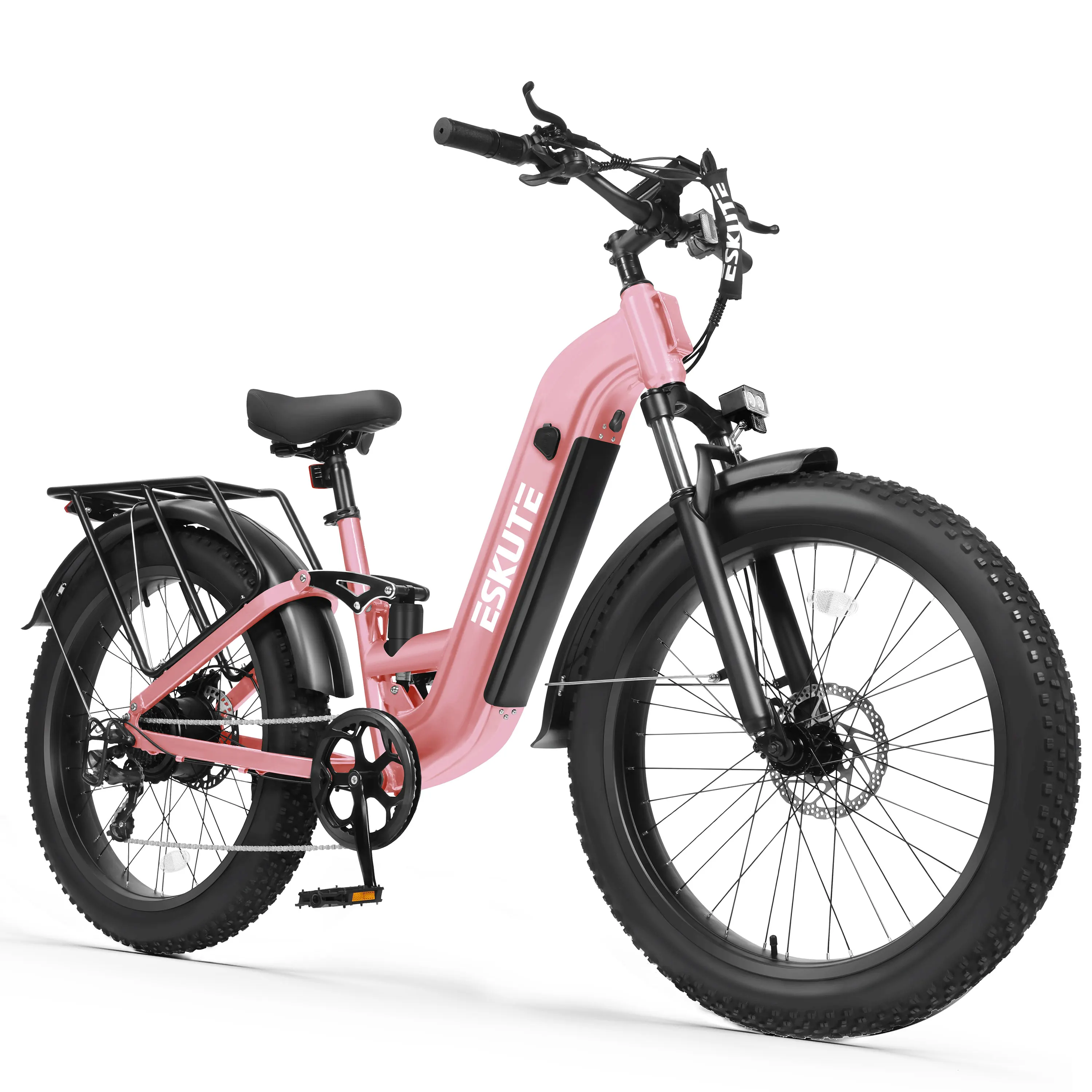 ESKUTE C300R-ST - Full Suspensions -  Electric Bike for Adults ，48V20.8Ah Battery Ebike up to 80 Miles, 26x4.0 Fat Tire Step-Through Ebike, 8-Speed, UL2849 E-Bike image 5