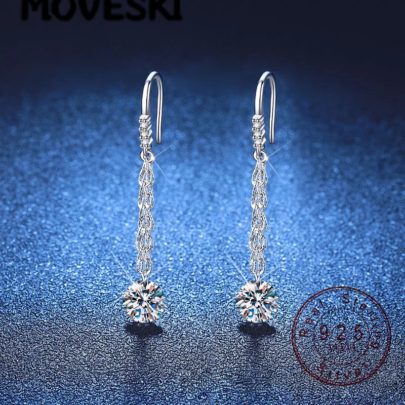

Серьги-подвески MOVESKI из стерлингового серебра 925 пробы с длинными кисточками и муассанитом для женщин