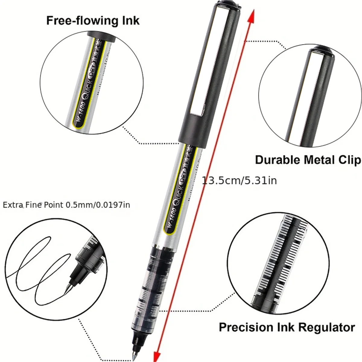 Unique Pen 3/6/12pcs: Large Capacity Gel Pen, Liquid Ink Pen, 0.5mm Fine Tip, Quick Dry, Used for Writing Notes, School Supplies