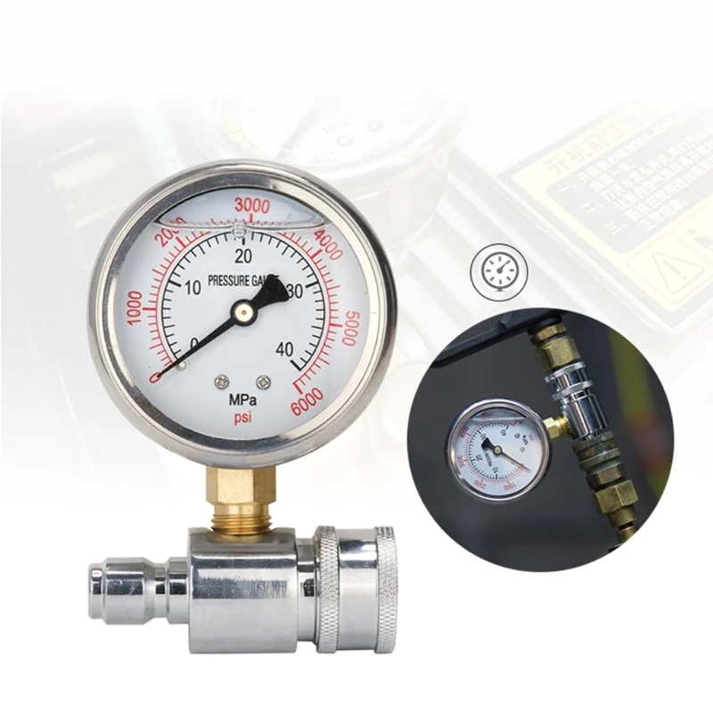 High Stability Pressure Washer Gauges 6000psi QuickConnect Pressure Gauges with 3/8\