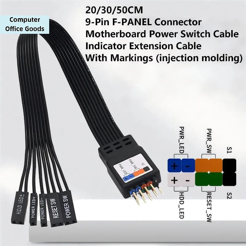 20/30/50cm 9Pin Header Computer Motherboard Front Extension Cable For PC Motherboard Power Switch Restart Hard Drive