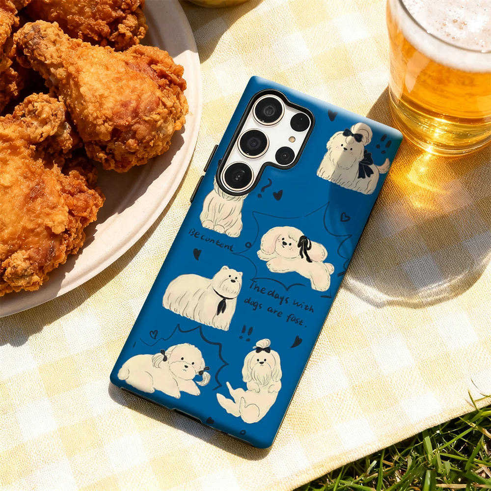 حافظة لهاتف سامسونج جالاكسي S25 Ultra S24 S23 Ultra Plus غطاء خلفي لامع بطبقة مزدوجة لهاتف جرو