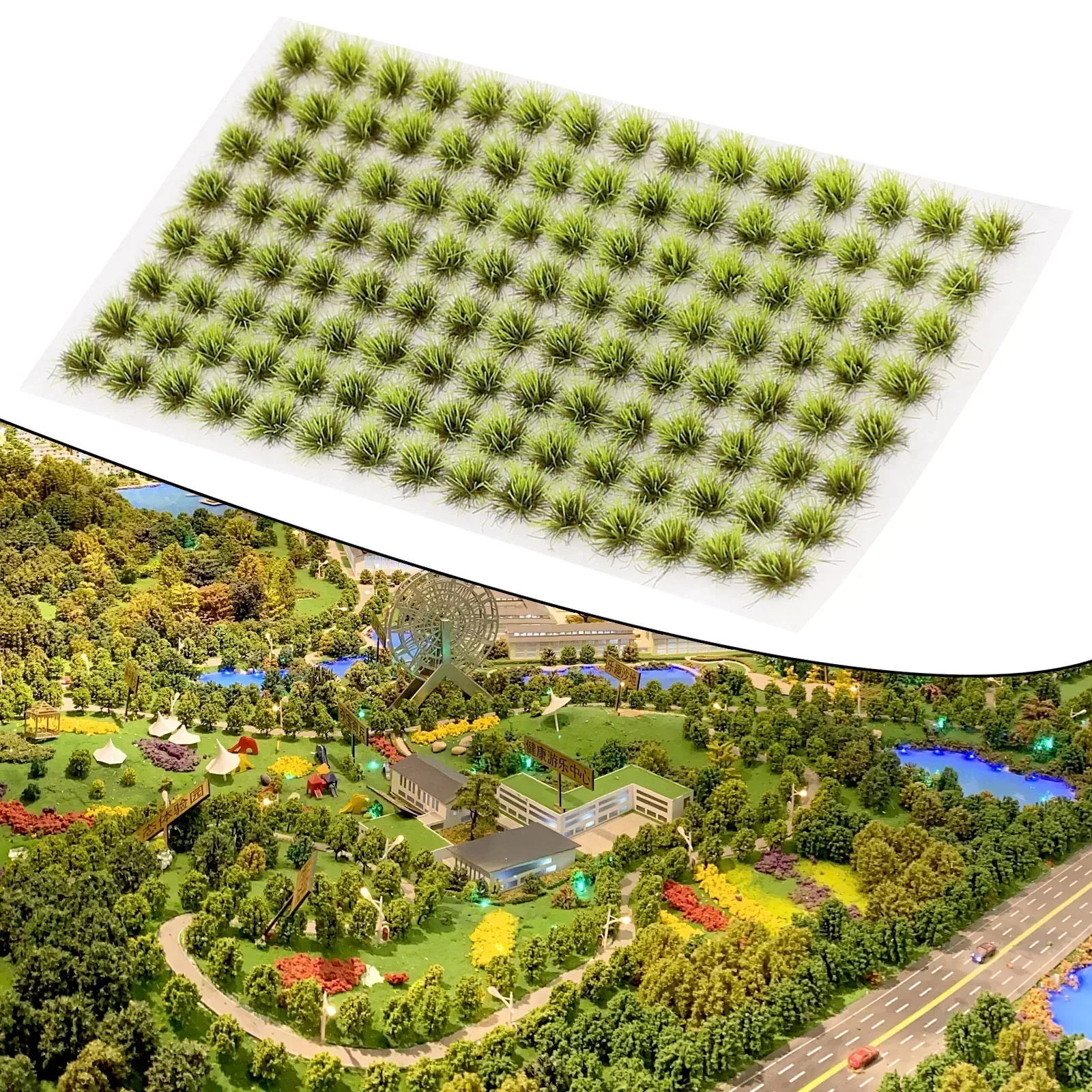 104pcs Mini Grass Tufts Model Self-Adhesive Static Grass Tuft Artificial Grass 3D DIY Miniature Scenery Desktop Flowerpot Decor