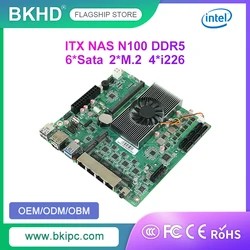 BKHD NAS N100 DDR5 Motherboard 6* SATA3.0 2.5G Nics Mini ITX 17x17CM 2* M.2 For Soft Router Storage Server