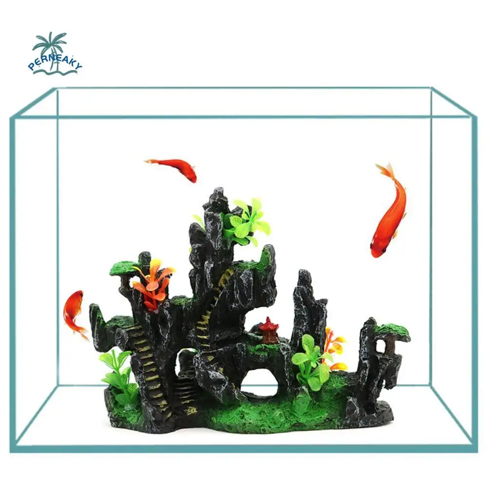 

Resin Aquarium Rockery Mountain Decoration Creative Artificial View Rock Cave Stone Realistic Simulation Mountain Stone Statue