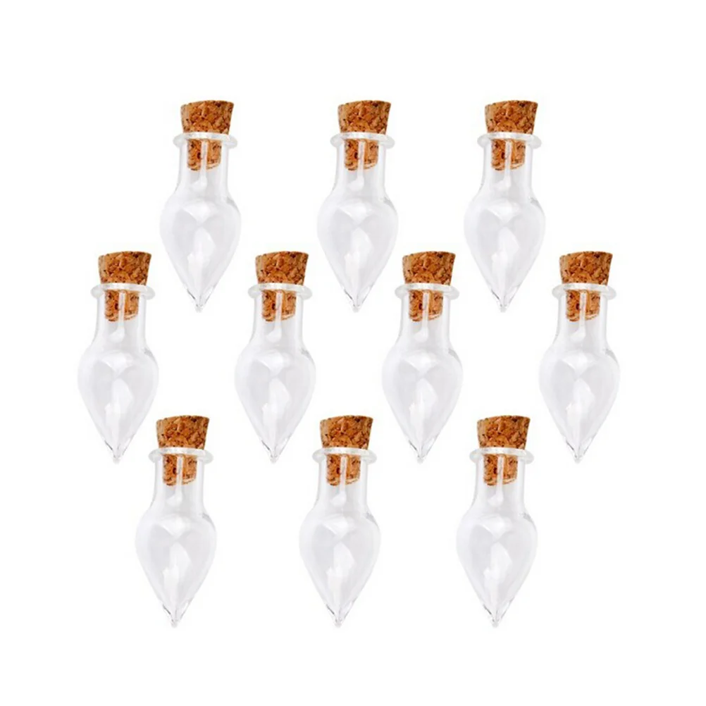 

10pcs Transparent Teardrop Mini Glass Bottles 2.8*2.0Cm With Cork Diy Pendant Jar Decor Gift Home Decoration Glass Wish Bottle