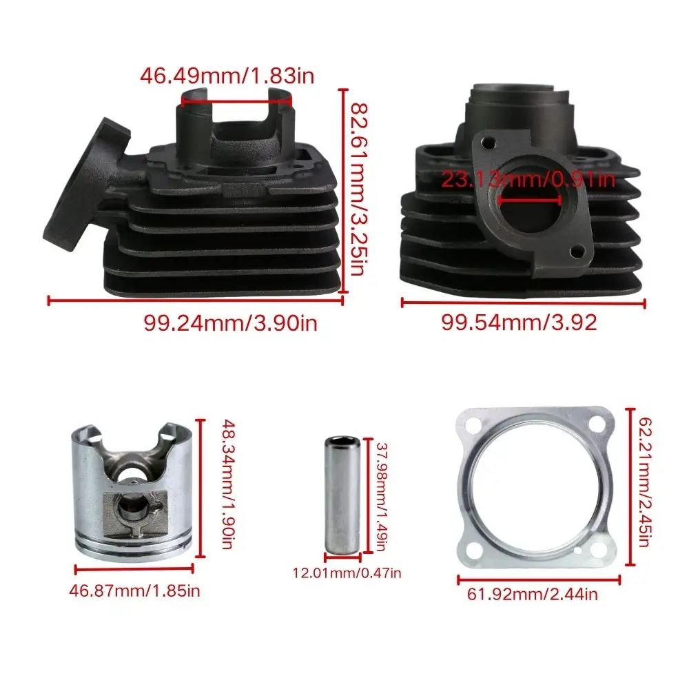 47mm Motorcycle Cylinder Kit For Peugeot Buxy 50 Speedfight 50 Vivacity 50 Ludix 50 2 Stroke Scooter Engine Replacement Parts view 6
