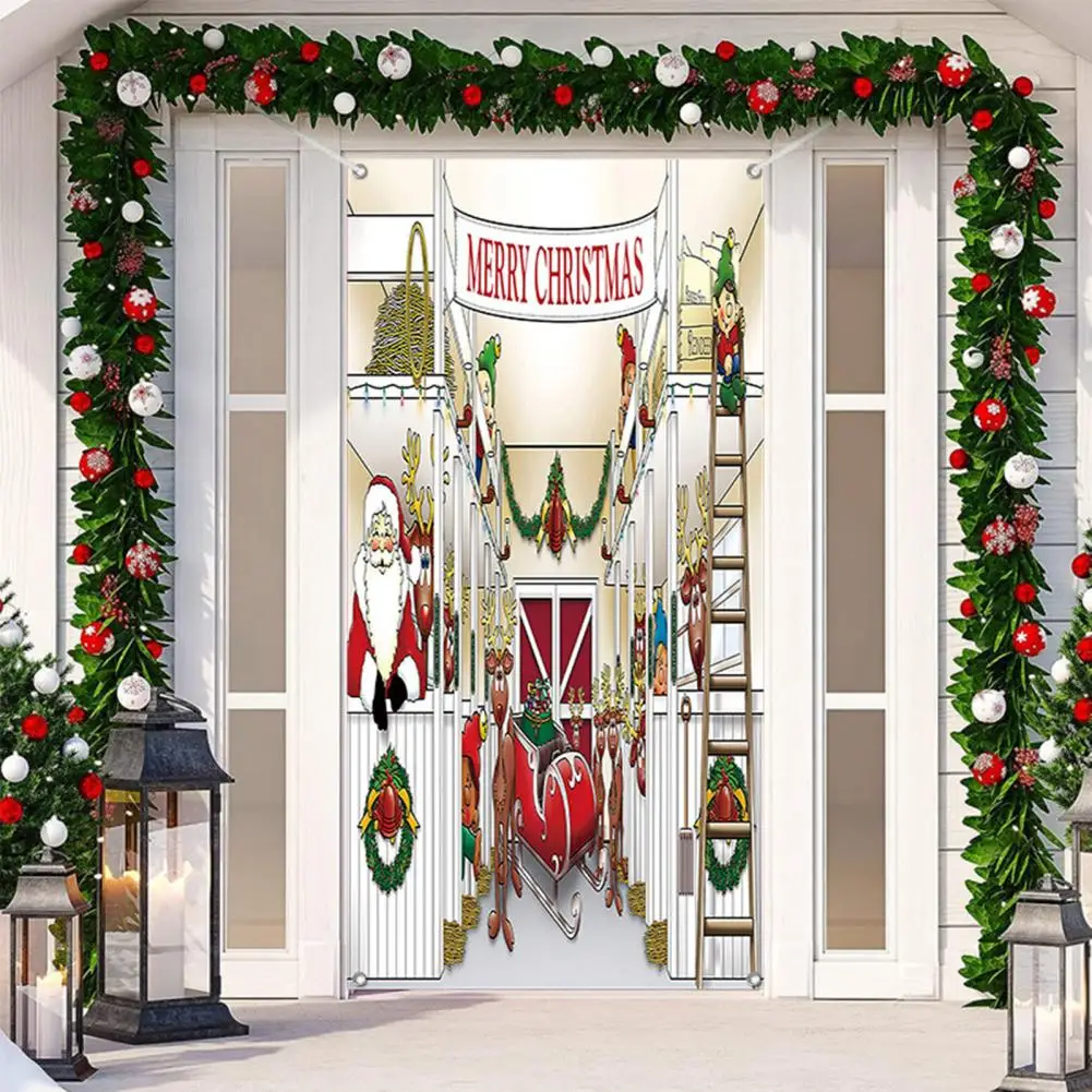 

Winter Holiday Tapestry Festival Decoration Cloth Christmas Tapestry Festive Santa Claus Bell Dog Print for Indoor/outdoor Wall