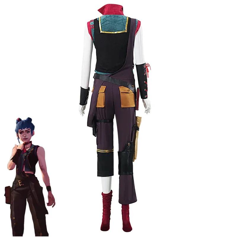 Spiel 2 Jinx Cosplay Kostüm Lose Kanone Strampler Weste Zubehör Uniform Vollen Satz Perücke Mann Frau Karneval Suitv;2, r'6;t.