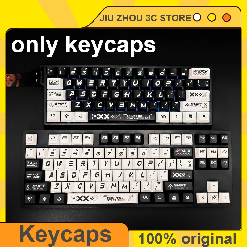 

Printed Collection Keycaps Cherry Profile PBT Dye Sublimation 140 Keys Mechanical Keyboard Custom Black and White Key Caps Gifts