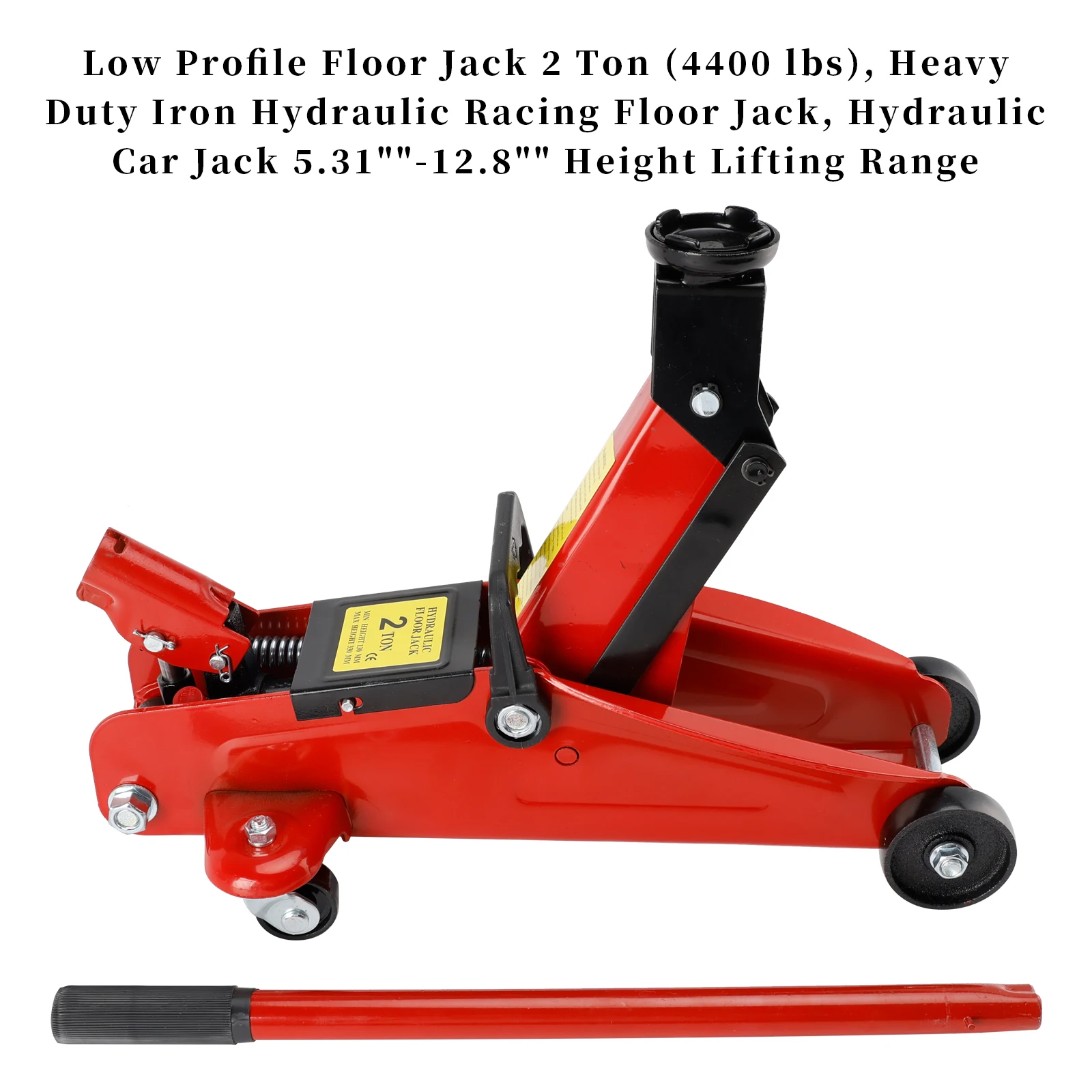 

Low Profile Floor Jack 2 Ton (4400 lbs), Heavy Duty Iron Hydraulic Racing Floor Jack, Car Jack 5.31"-12.8" Height Lifting Range