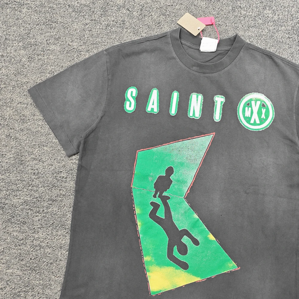 Yao Fashion Saint OF Michael All-match Loose Oversize Vintage Casual 1:1 Luxury Brand T Shirt
