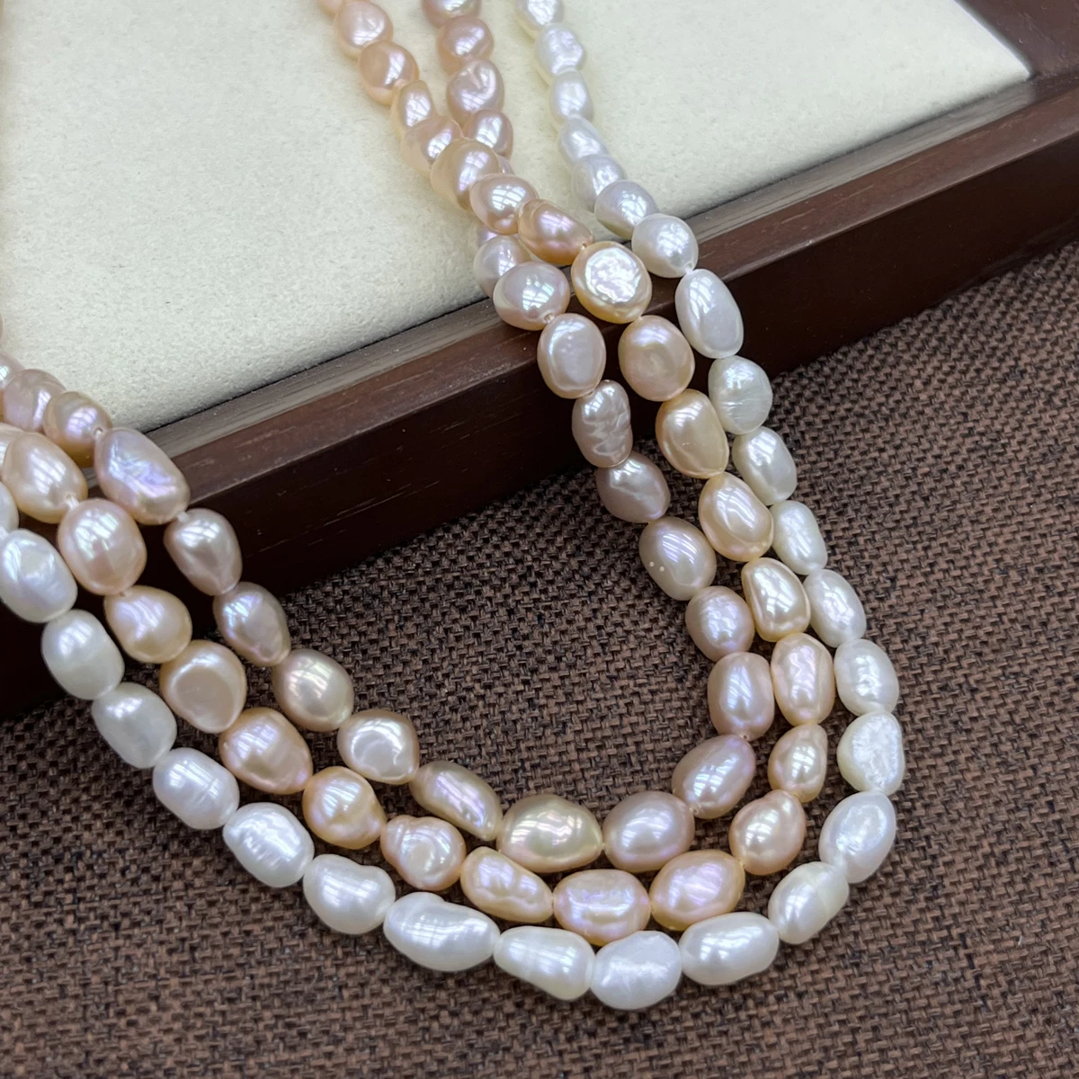 Natural Freshwater Pearl Strand Loose Beads - 6‑7mm Natural White Mixed Rice Freshwater