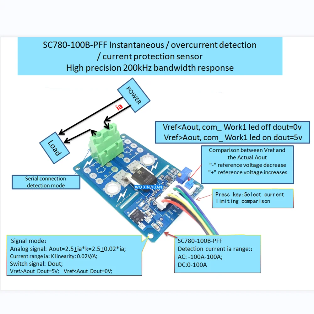 

1PCS [ SC780-100B-PFF Bidirectional AC OR DC current detection module -100A-100A ] SC780 ACS758LCB ACS758 Same function