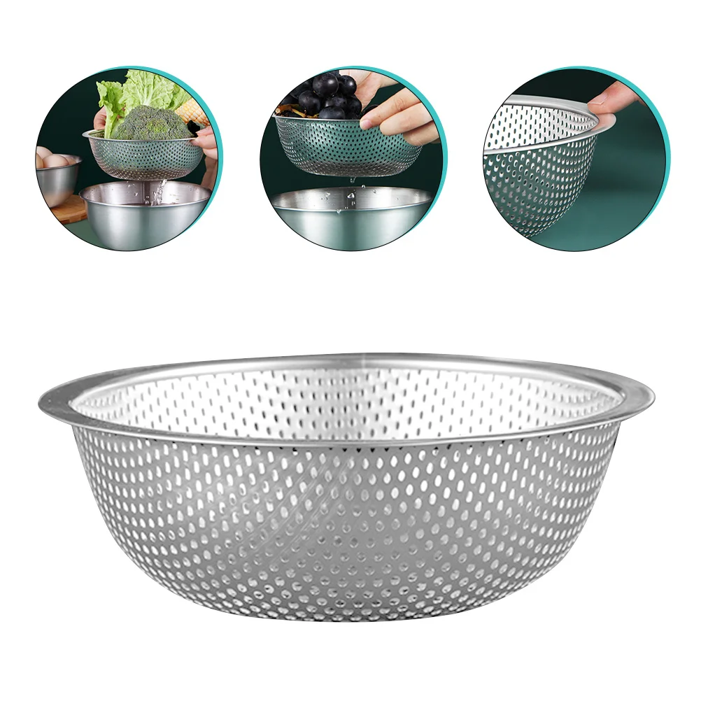 

Stainless Steel Drain Basket Practical Kitchen Basket Vegetable Washing Storage Holder Household Food Strainer