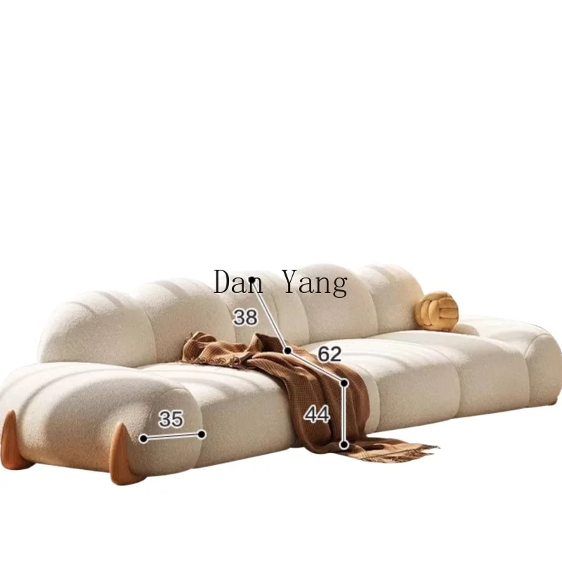 

YJ sofa straight row log wind sofa simple living room marshmallow lamb wool