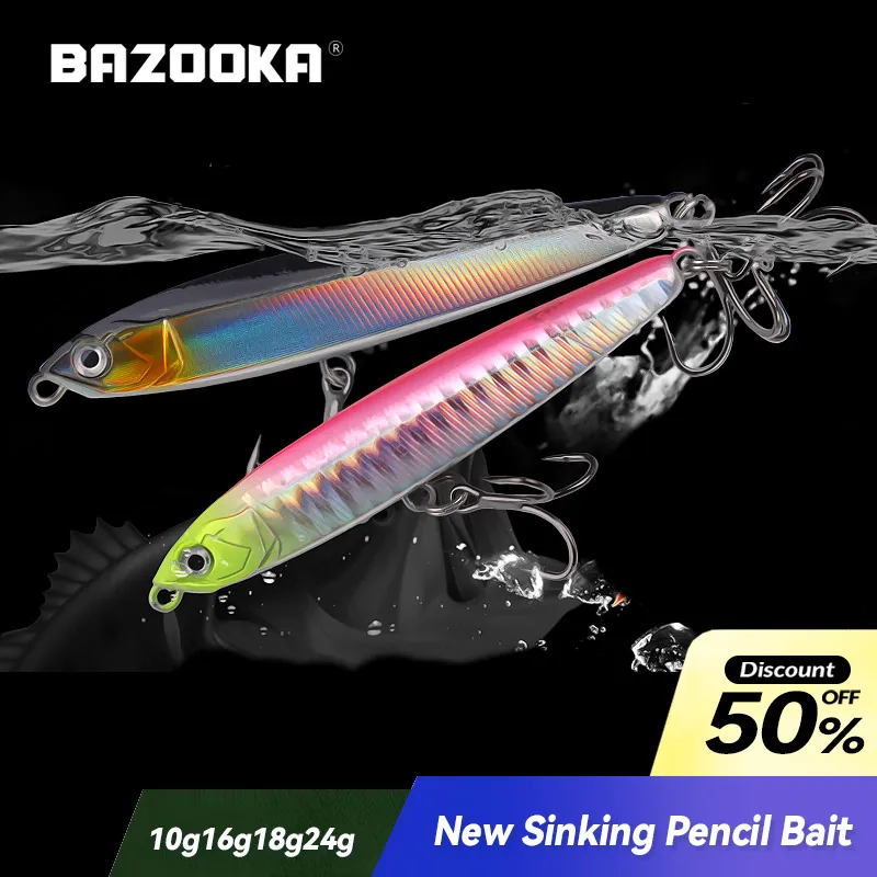 Bazooka 10g14g16g18g24g Fishing Lure Submerged pencil long throw bobbing light seawater sinking Hard Bait Elopichthys Perch Bass