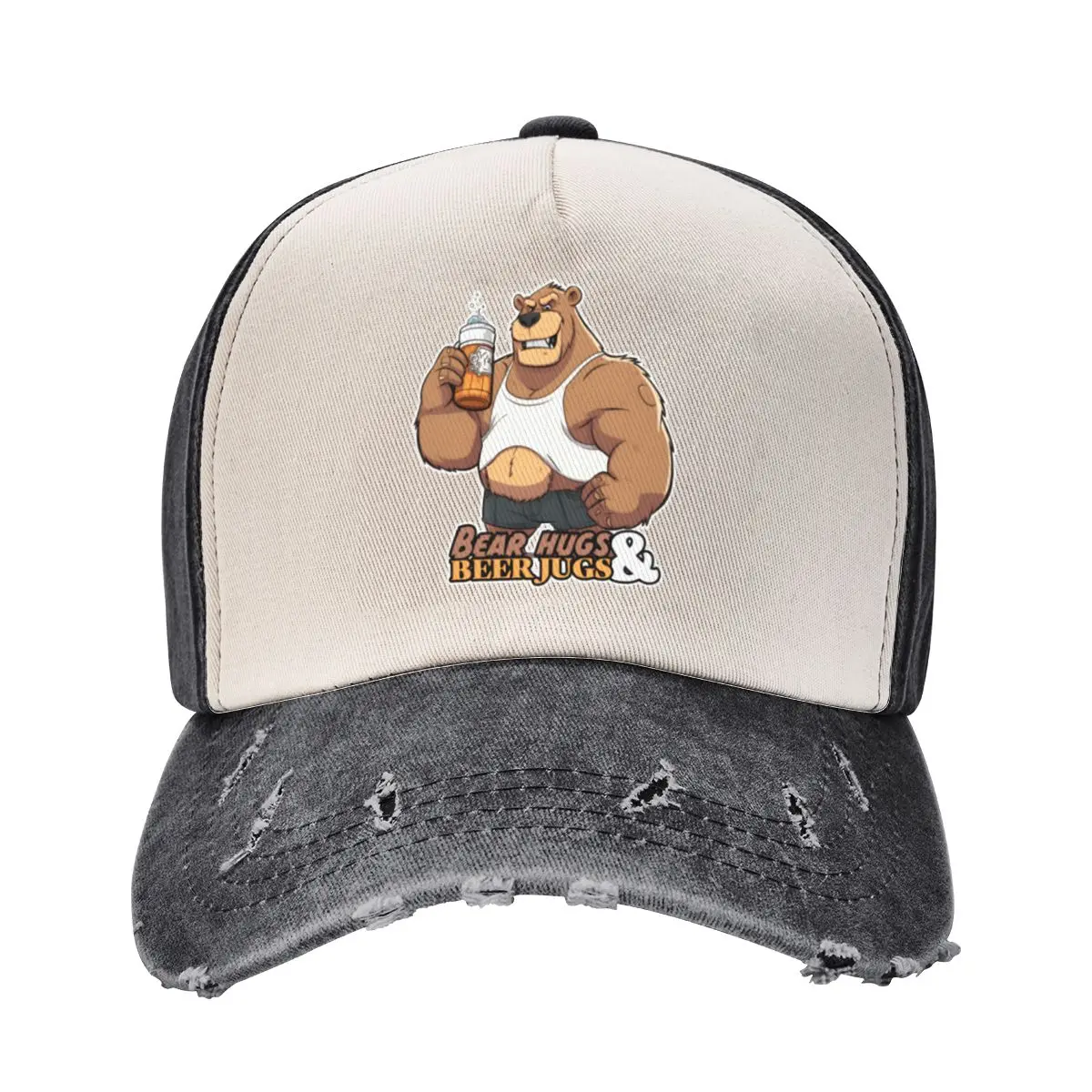 Bear hugs and beer jugs Gay Bear Baseball Cap Streetwear Big Size Hat black funny hat Hats For Women Men's