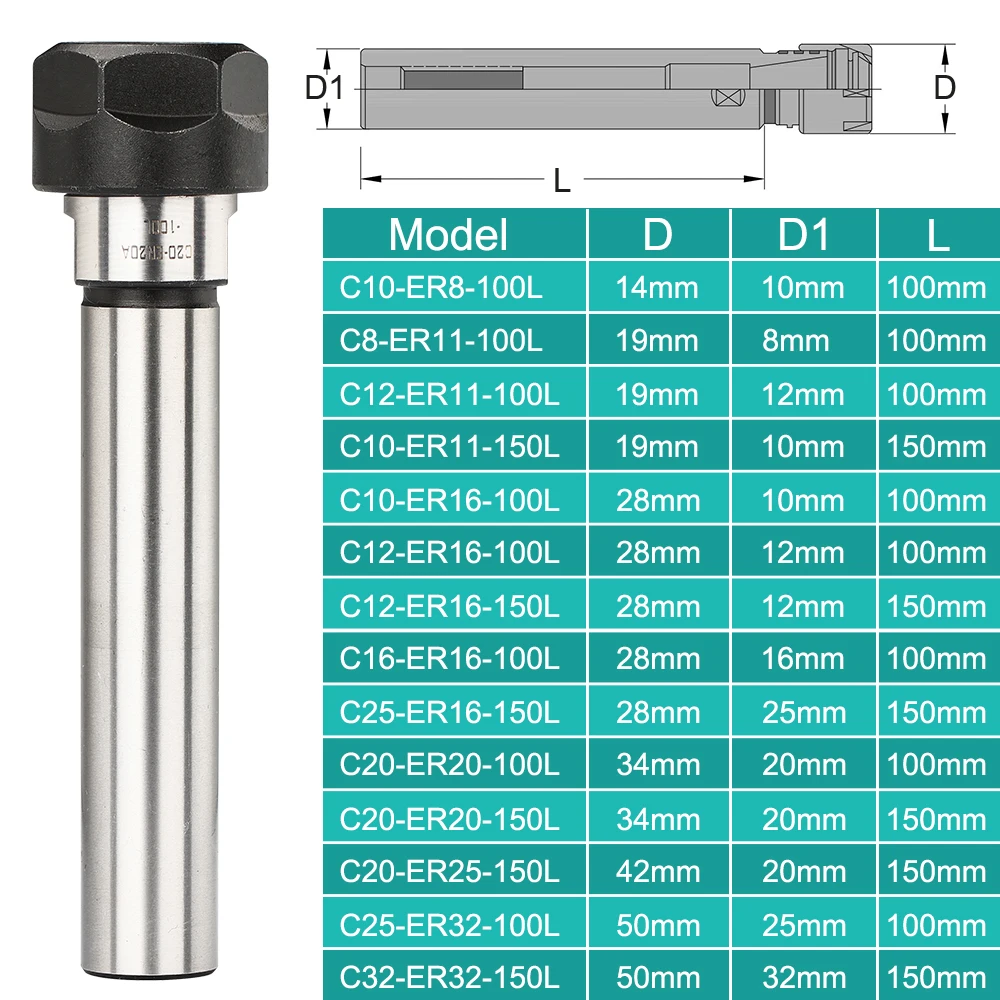 Imagem -06 - Xcan-suporte de Ferramentas Collet Chuck Holder Cnc Milling Tool Clamp Haste de Extensão Reta Er8 Er11 Er16 Er20 e Er32