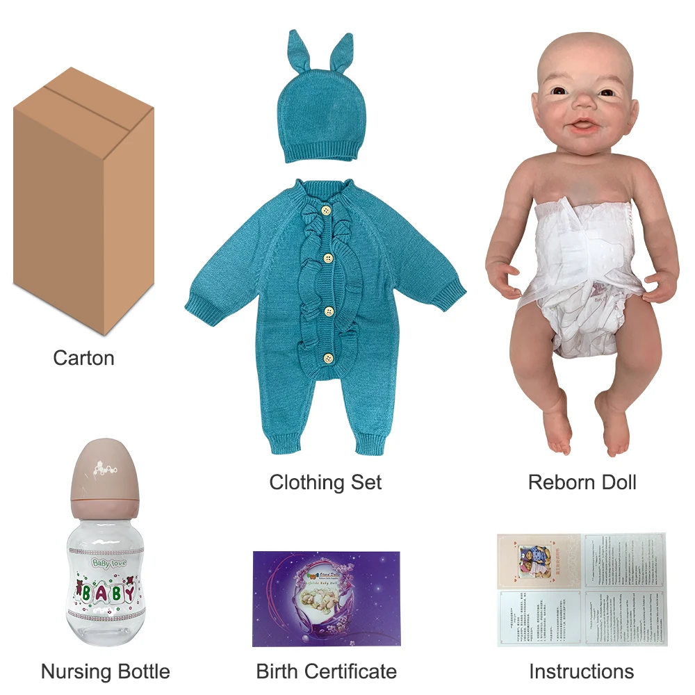 Aizwa1 18 Inch Silicone Bebe Newborn Girl Handmade Lifelike Soft Touch Newborn Baby Doll For CHildren Birthday Gifts