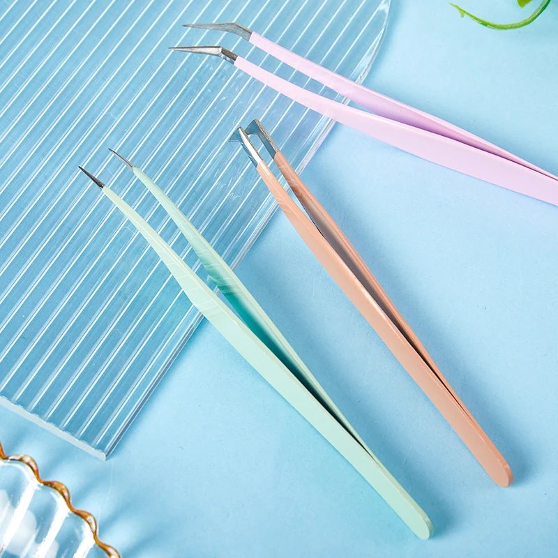 ملاقط من الفولاذ المقاوم للصدأ لتمديد رموش العين ، ملاقط عالية الدقة مضادة للساكنة ، جزء واحد