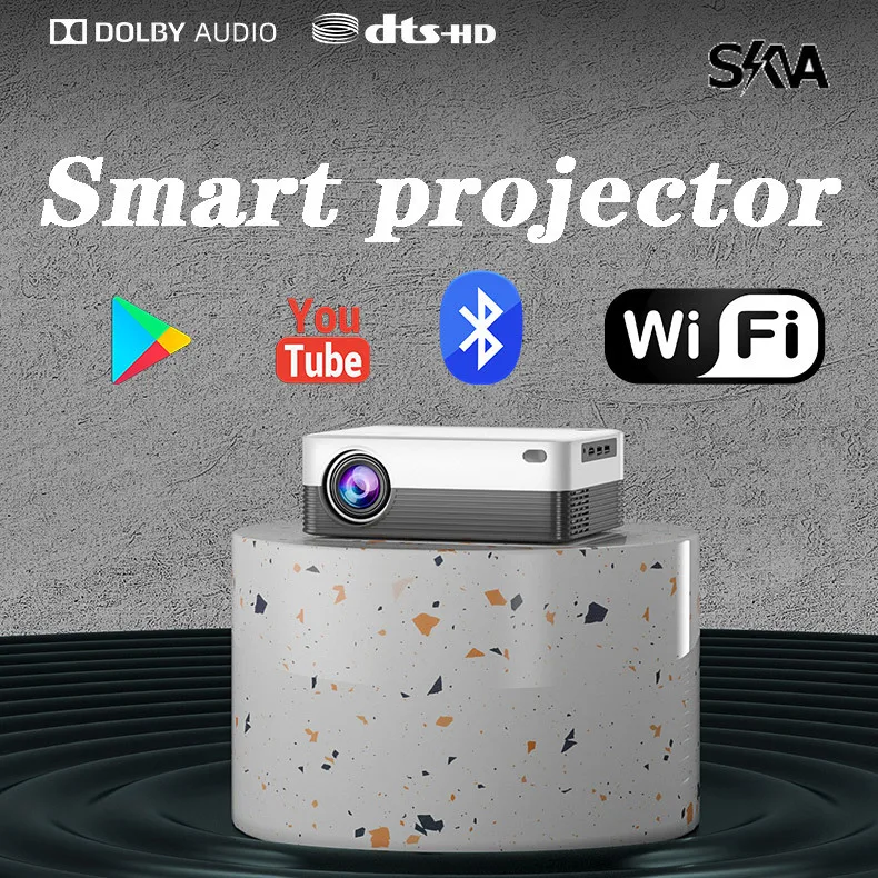 WIFI Projector Android 10.0 System Build in YouTube Support Voice Suitable for Home Theater Consumer Electronics Projetor