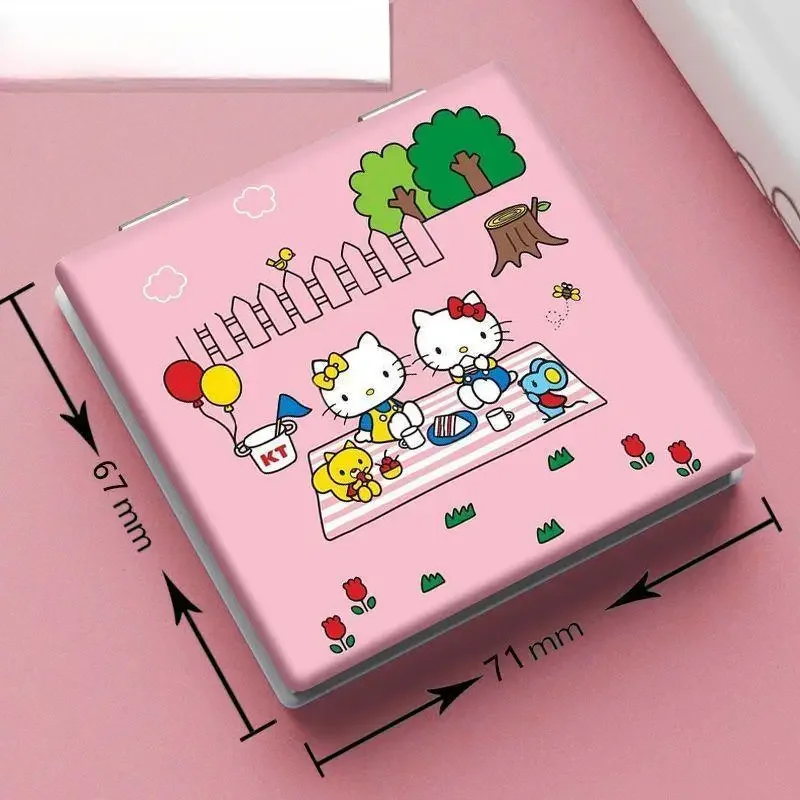 Miniso Hellokitty Mini Spiegel Anime Classic Cartoon Grote Kittycat Print 67*71Mm Maat Meisjes Vrouwen Make-Up Gemakkelijk Buiten Gereedschap