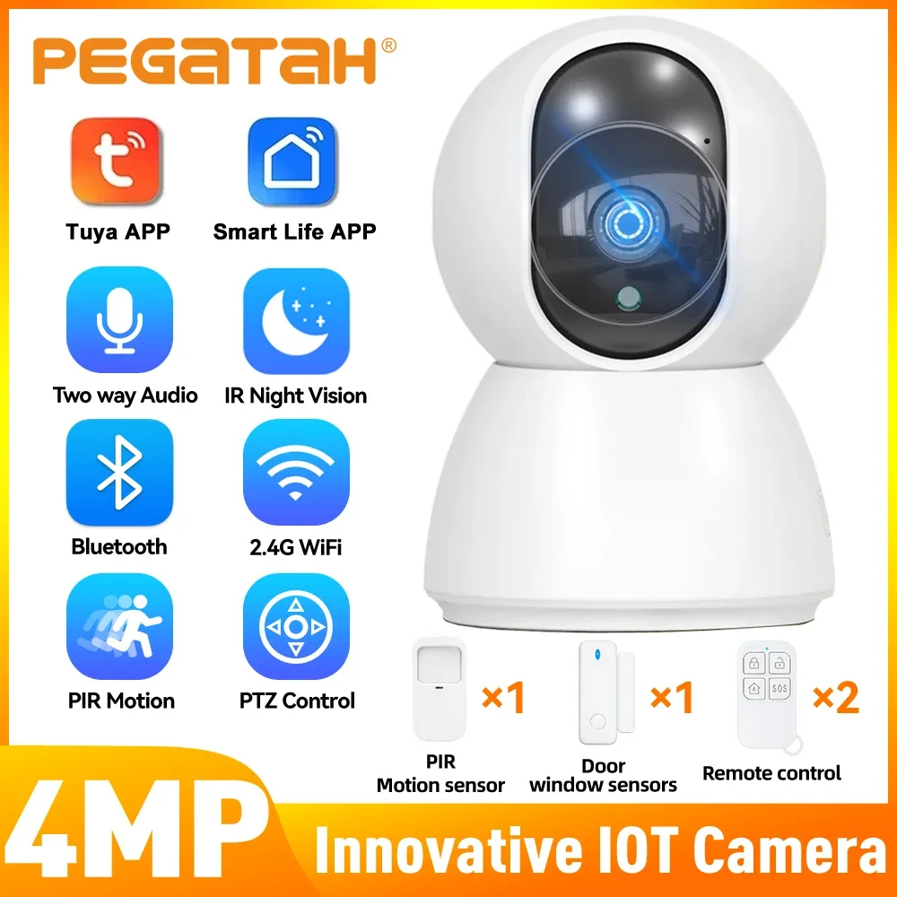 

Tuya Smart Life 4MP IOT Wi-Fi камера безопасности с дистанционным управлением двери ИК ночного видения PIR детектор движения противоугонное оповещение для дома