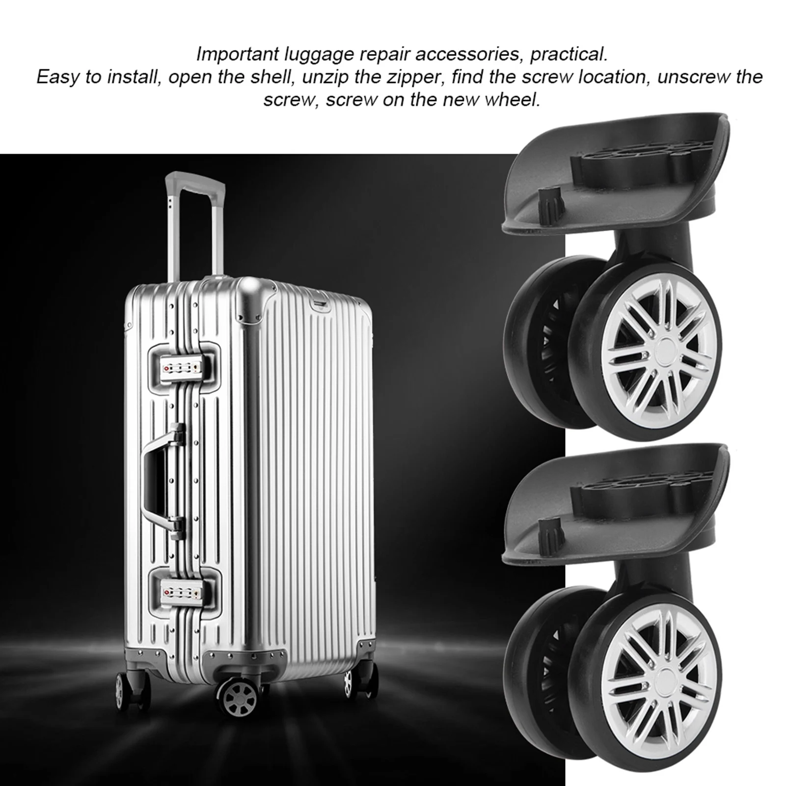 Picture 5: 1Pair Outdoor Mute Double Row Large Wheel Draw‑bar Box  Case Suitcase Accessory Suitcase Wheel Mute Wheel Case Wheel
