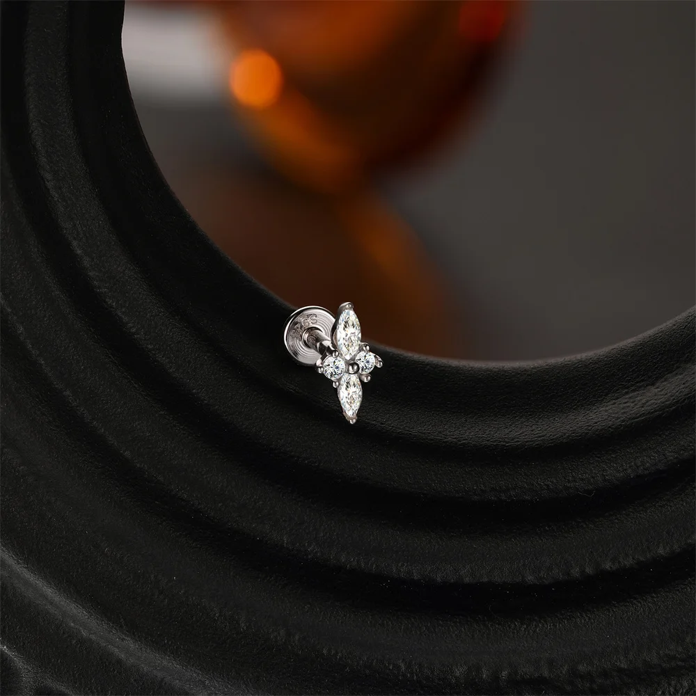 AIDE 925 Sterling Silver Pierced Moissanite Women Earrings Water Drop Geometric Floral Marquise Tassel Marquise Thread Moon Star view 5