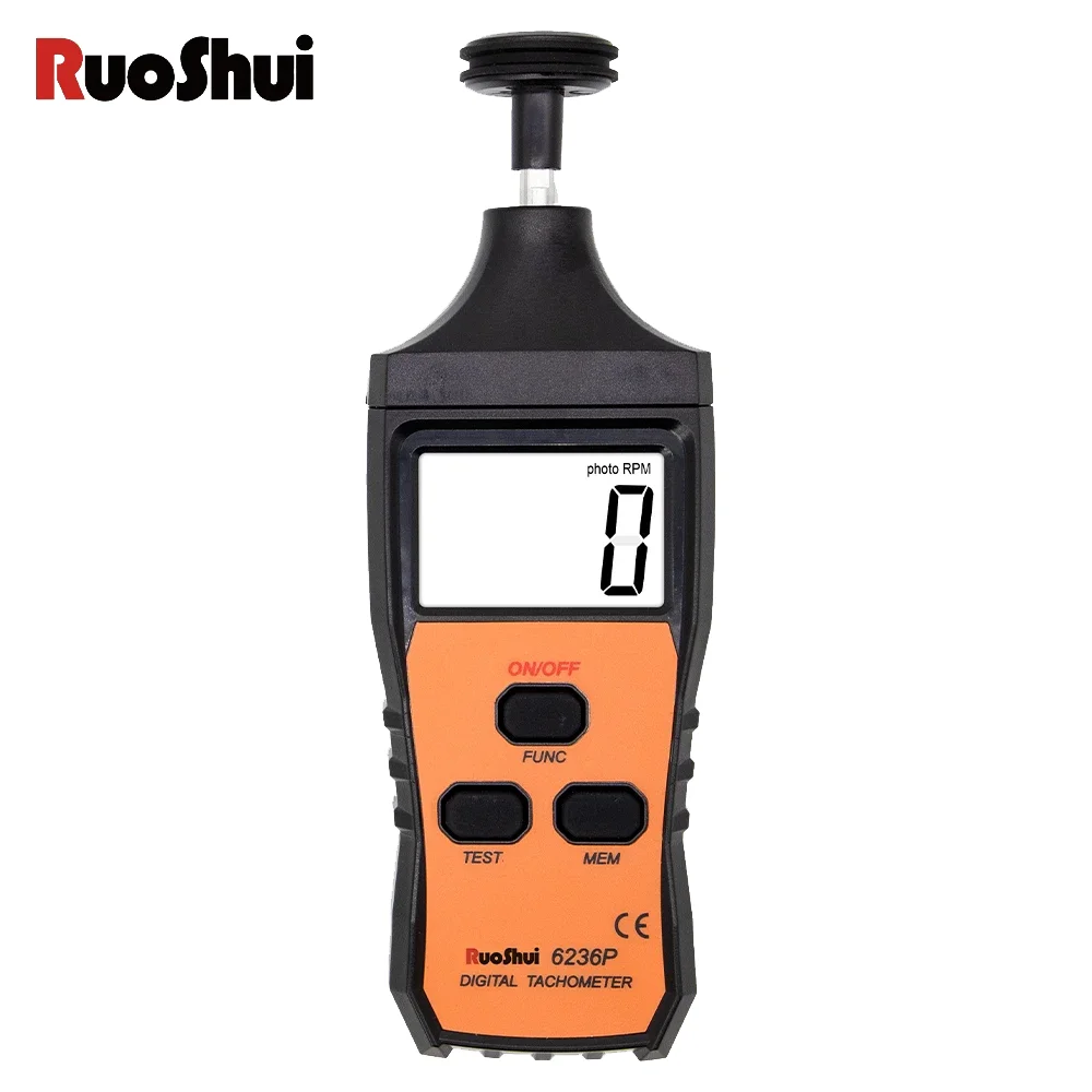 

RuoShui 6236P Digital Tachometer Non-Contact Laser Tachometer Auto Range 10-99999 RPM Km/h Odometer Machine Rotate Speed Tester