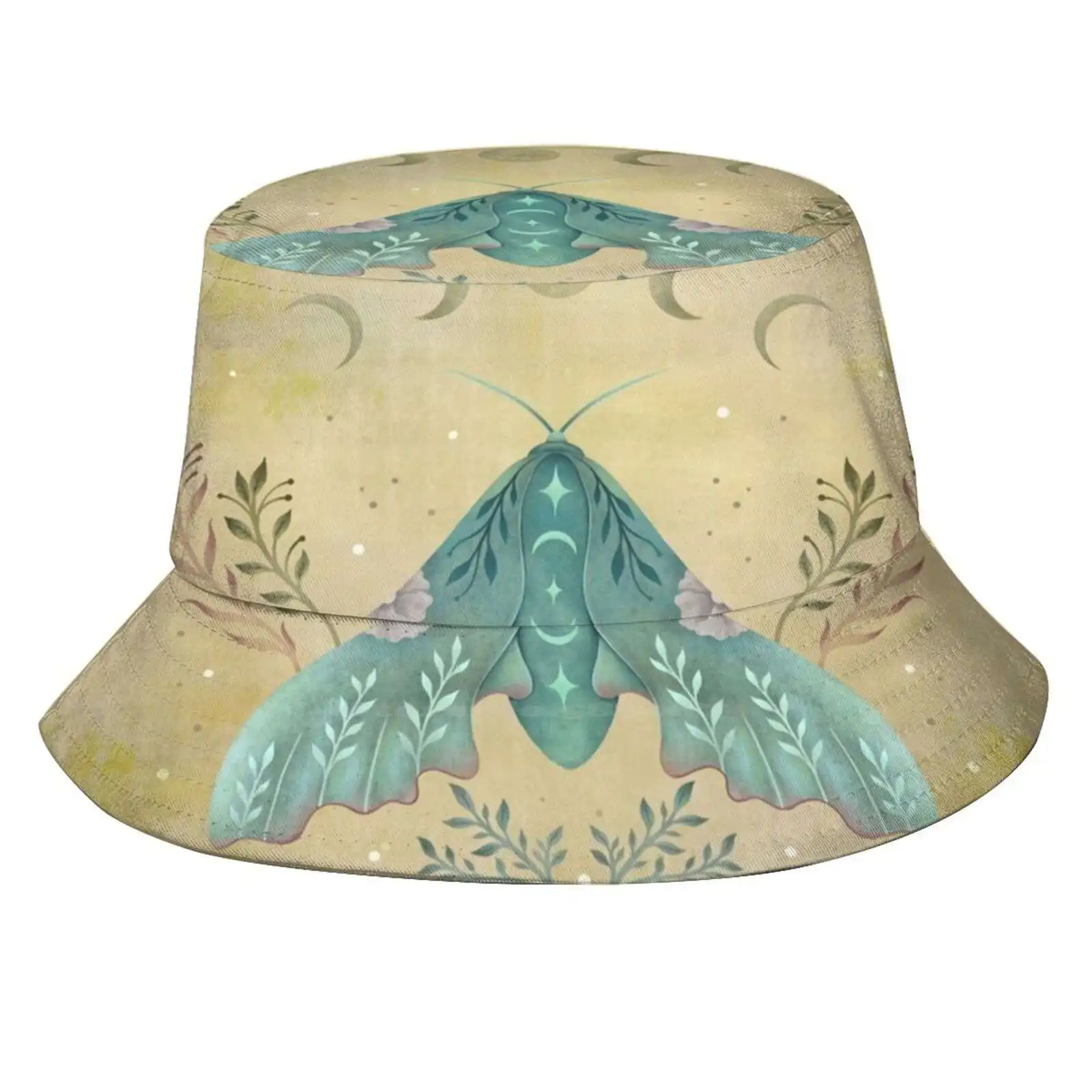 Luna And Moth - Vintage Unisex Summer Outdoor Sunscreen Hat Cap Antique Vintage Asian Painting Japanese Screen Night Garden Moon