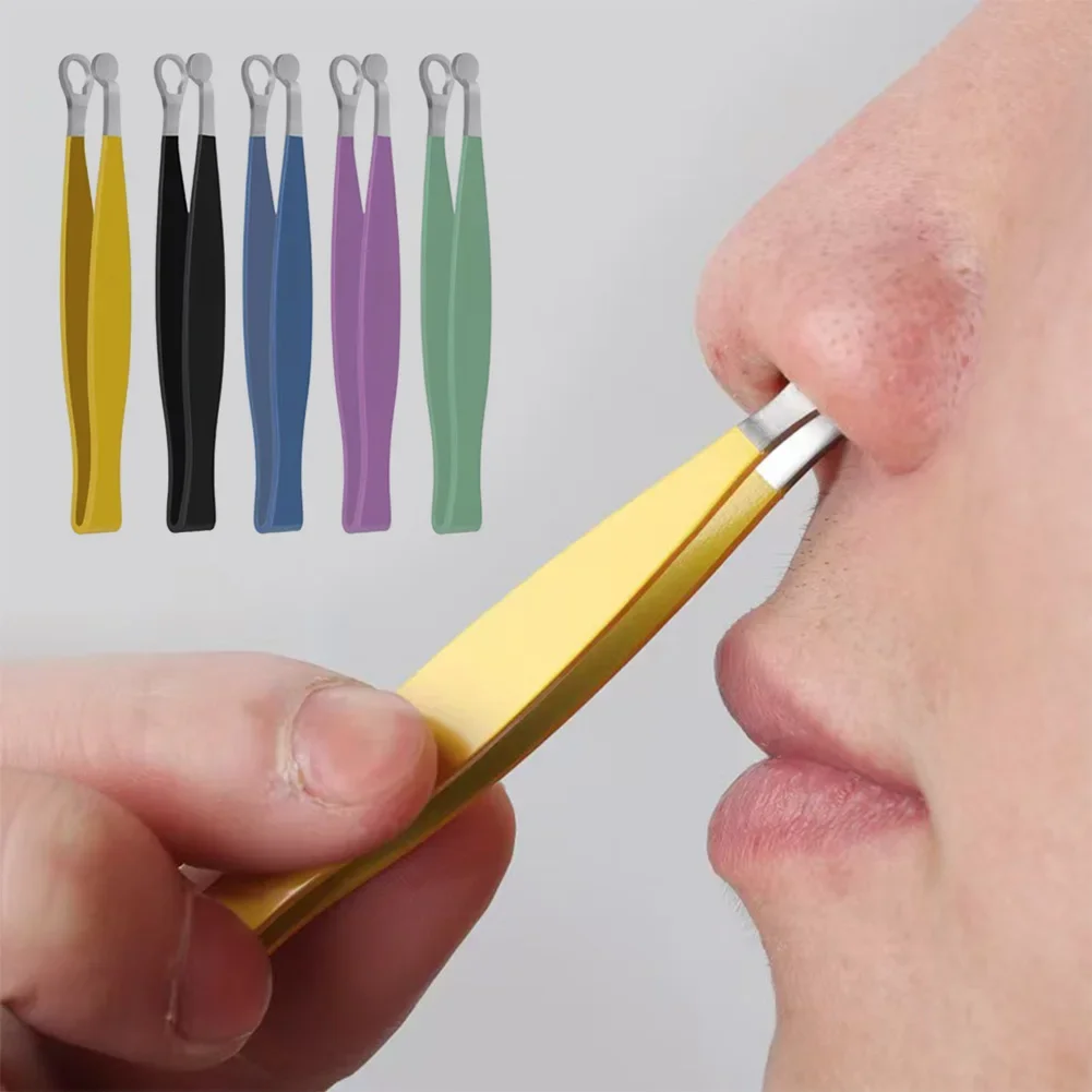 Pinzas para recortar el pelo de la nariz, de acero inoxidable, para cejas, nariz, corte de pelo, manicura, recorte Facial, tijeras de maquillaje, recortador para hombres, 1 ud.