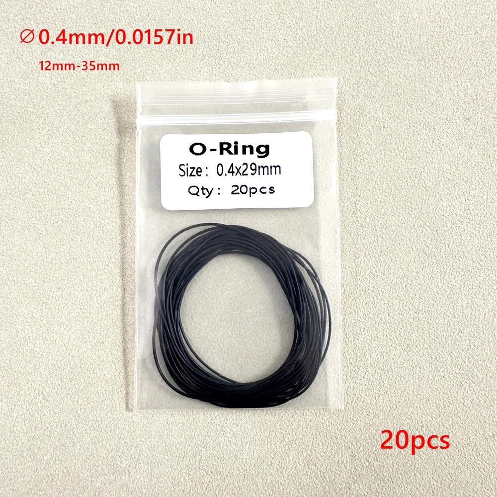 시계 뒷면 커버 방수 개스킷 ∅0.4mm/0.0157in 유지 관리 및 수리, 뒷면 커버 탄성 검정색 니트릴 고무 20개