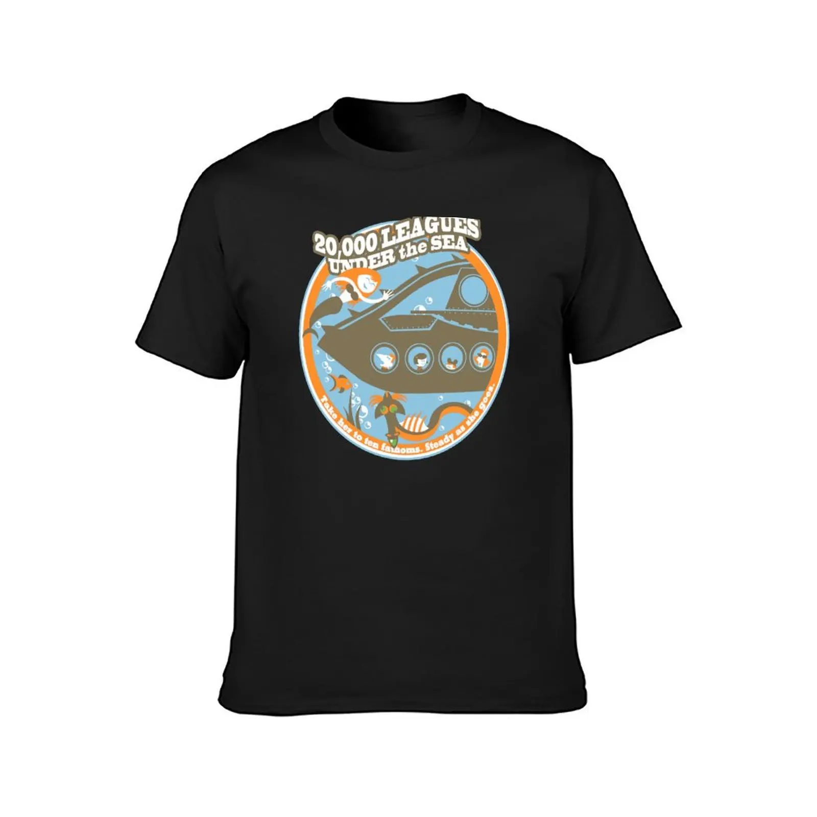 20,000 Leagues Under the Sea (orange, brown, and blue) T-Shirt Short sleeve tee tops plain t shirts men