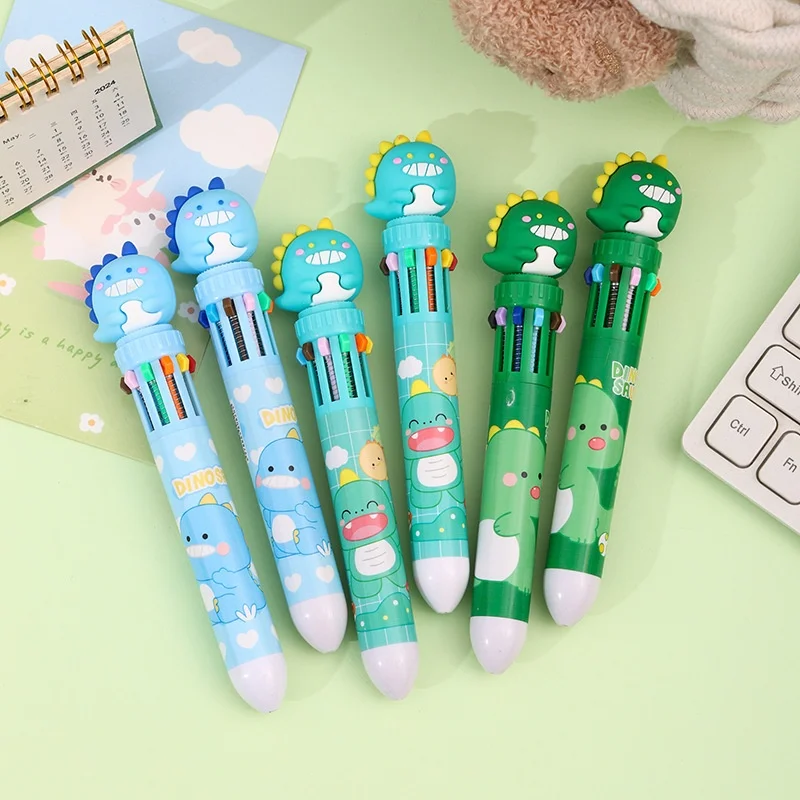 36 قطعة/الوحدة الكرتون ديناصور 10 ألوان قلم حبر جاف لطيف الصحافة الكرة أقلام مدرسة مكتب لوازم الكتابة #2
